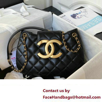 Chanel Lambskin & Gold-Tone Metal large Messenger Bag AS4610 black 2024 - Click Image to Close